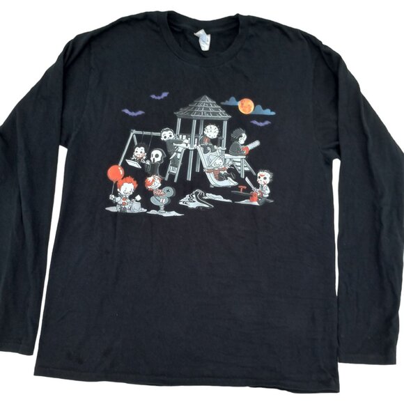 Port & Company Halloween Long Sleeve T-shirt Womens Medium Horror Movie Villains - Picture 6 of 14